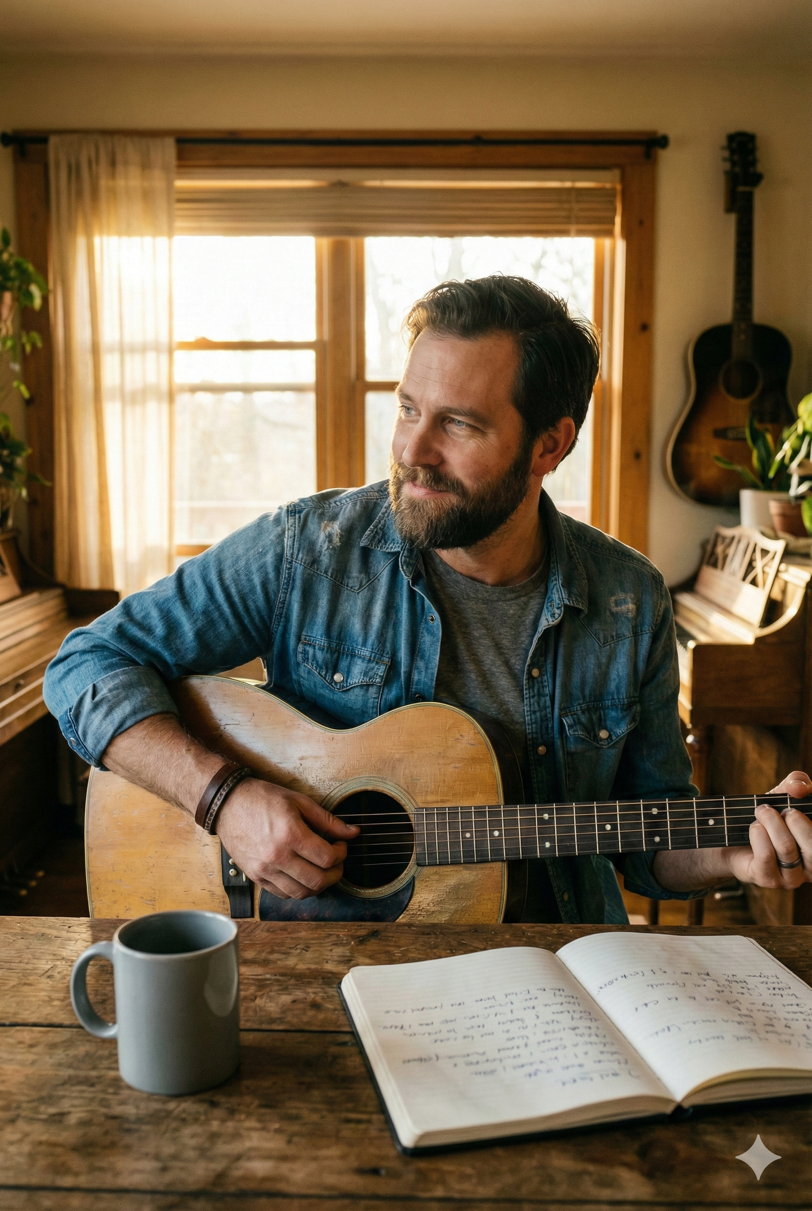 Songwriter with guitar